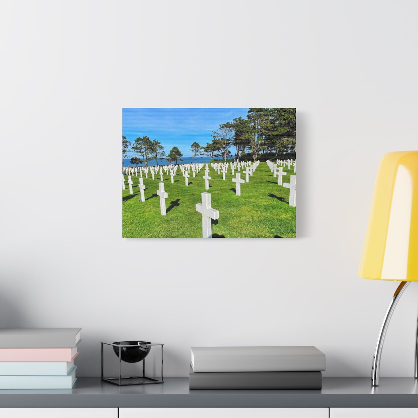 Memorial Canvas Print - Serene Cemetery Scene for Remembrance Normandy American Cemetery