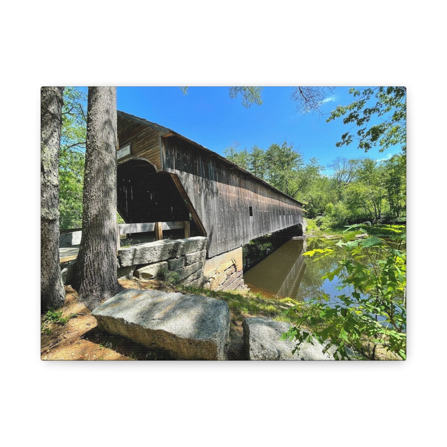 Scenic Covered Bridge Canvas Art - 1.25" Stretched Matte Wall Decor