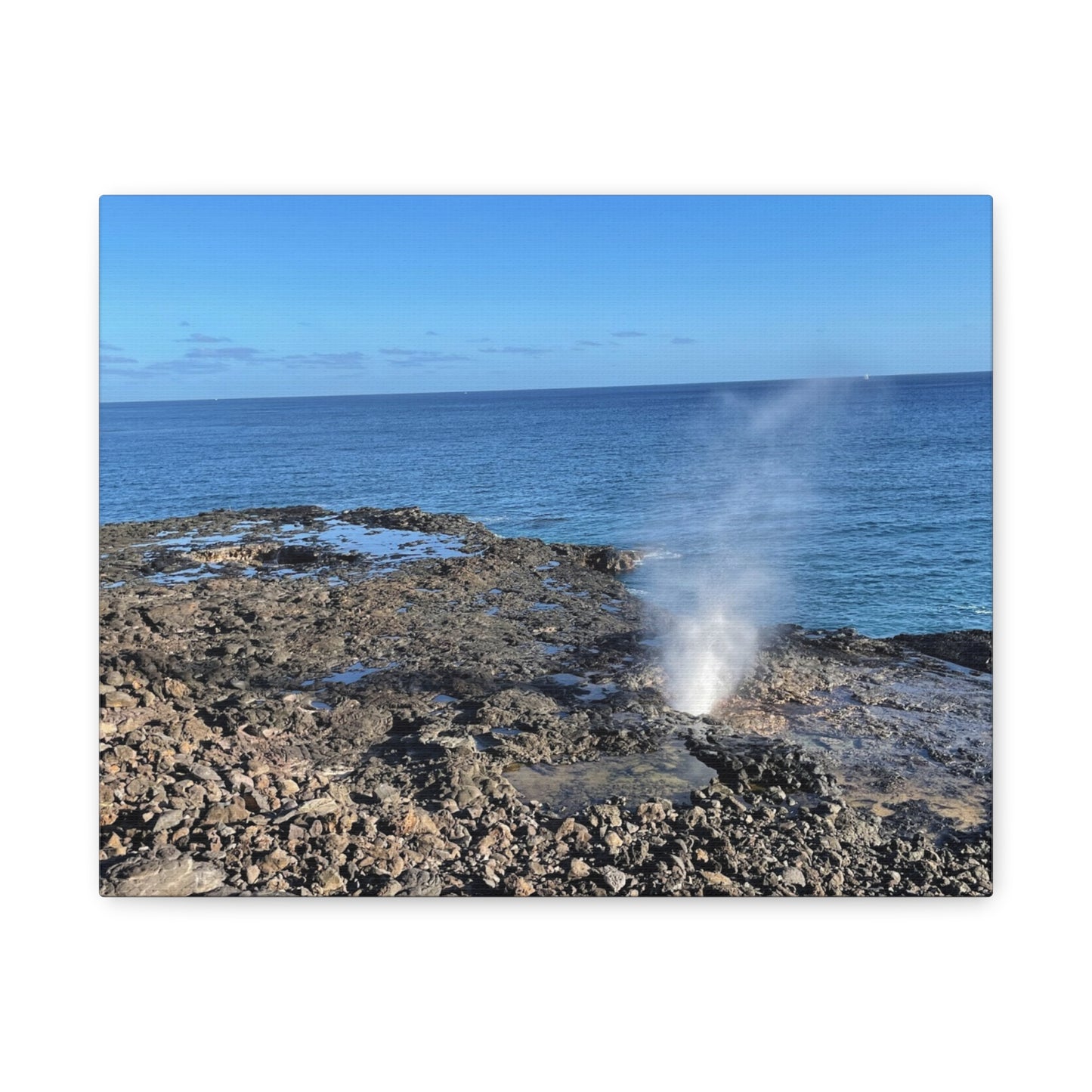 Stretched Matte Canvas Wall Art - Coastal Spouting Blowhole Photography