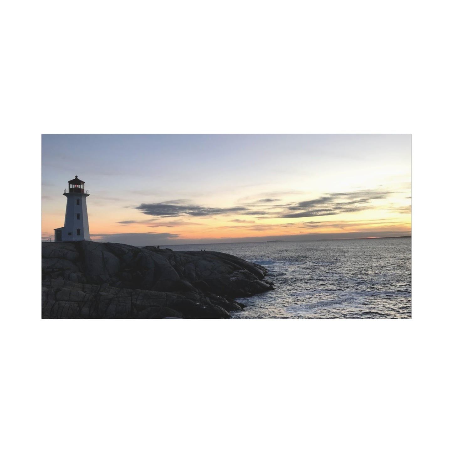 Sunset Lighthouse Canvas Print - Coastal Decor for Beach Lovers Peggys Cove