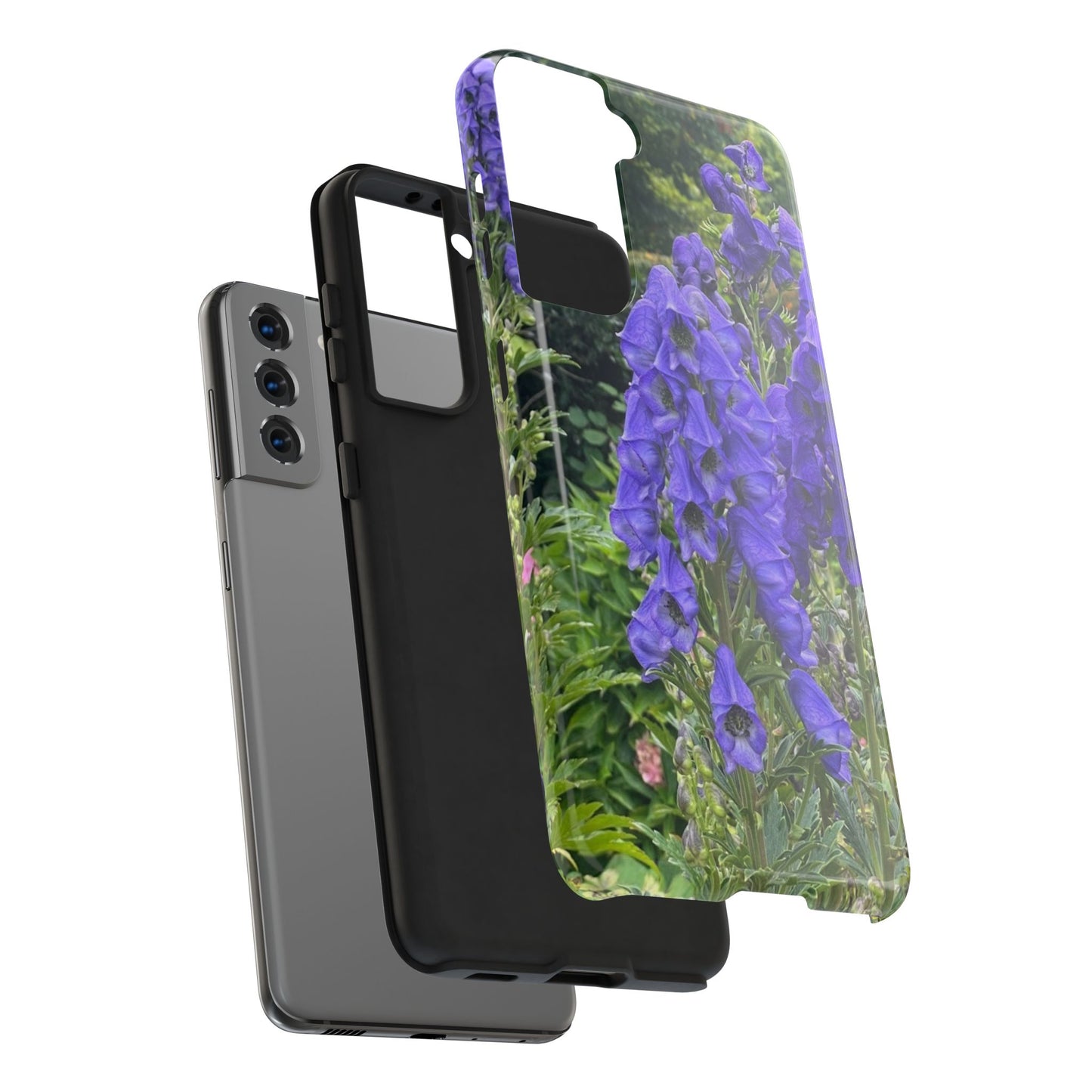 Elegant Floral Tough Phone Case - Purple Aconite Design