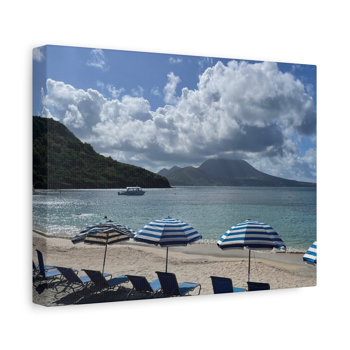 Beach Umbrella Scenic Canvas Wall Art Nevis