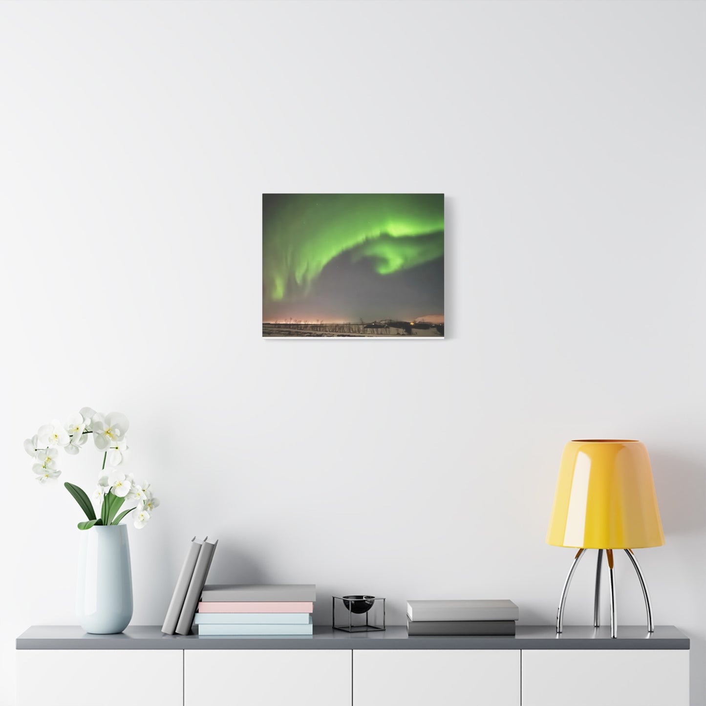 Aurora Borealis Canvas Art - Stunning Green Northern Lights Wall Decor Iceland