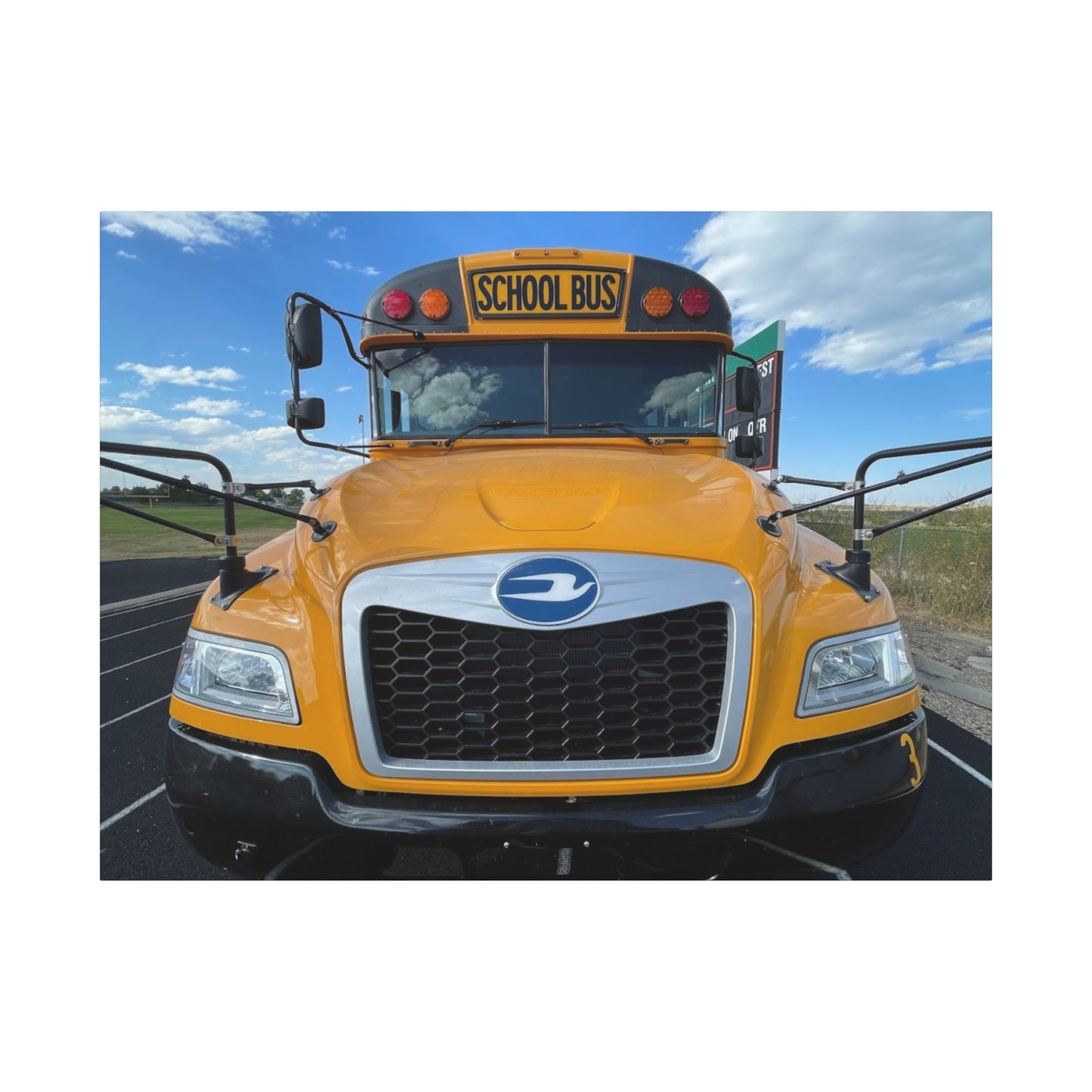 School Bus Canvas Art - Vibrant Stretched Wall Decor for Kids' Rooms