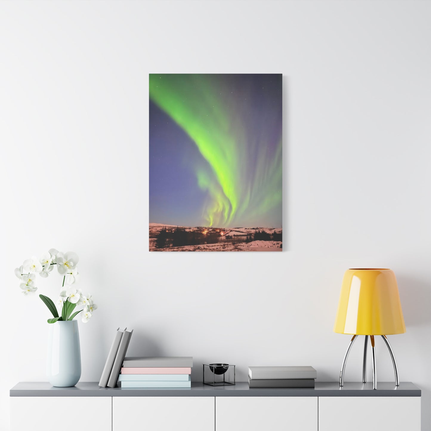 Aurora Borealis Canvas Art - 1.25" Stretched Wall Decor Iceland Northern Lights