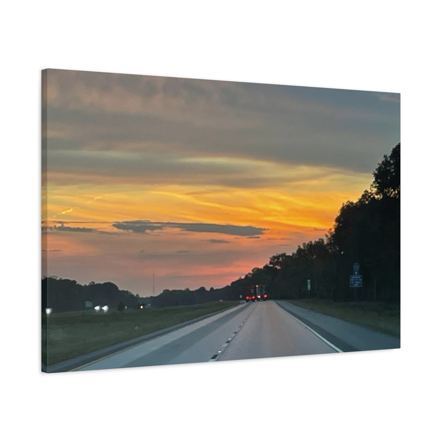 Sunset Roadway Canvas Print - Matte Stretched Artwork