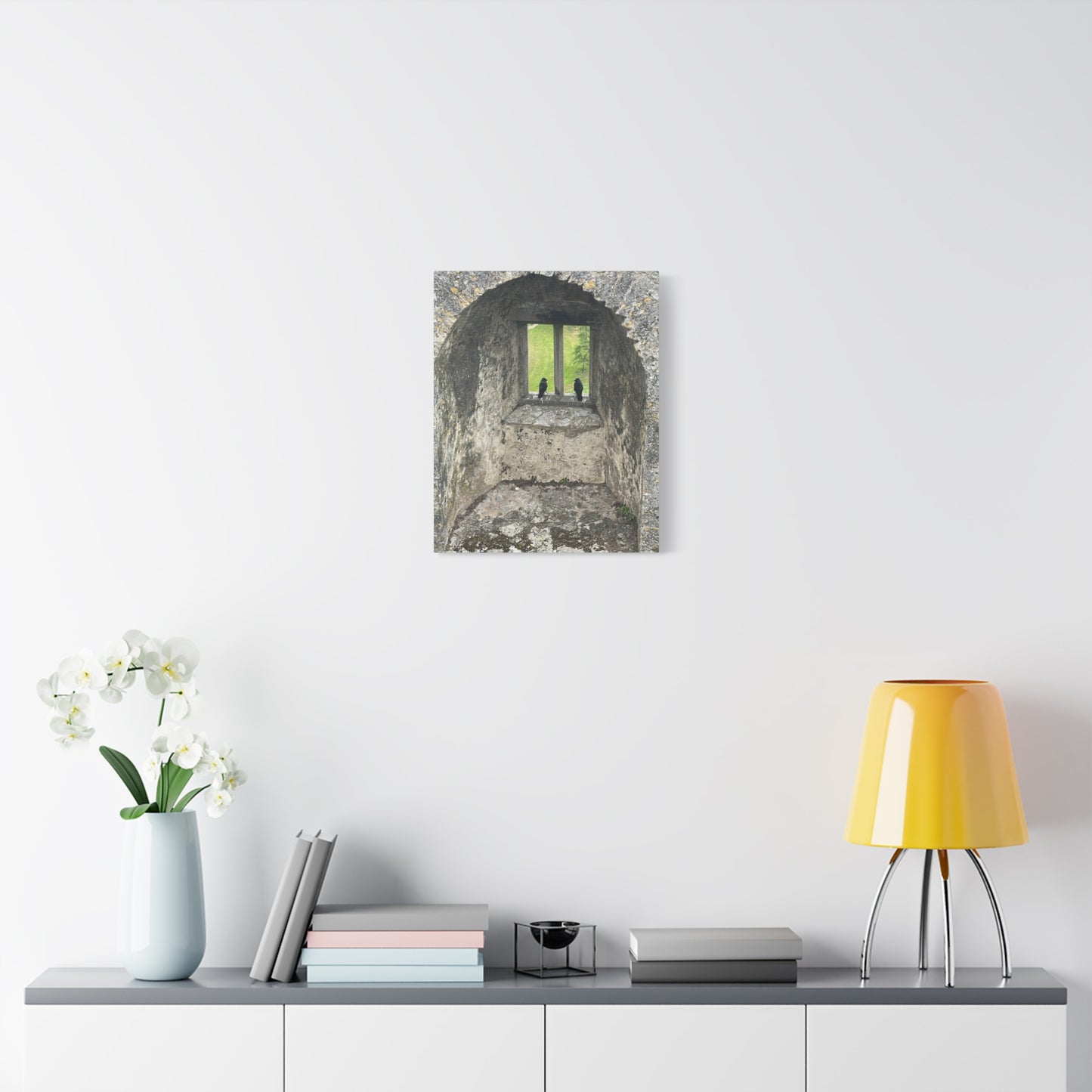 Nature-Inspired Matte Canvas Art - Black Birds by Window - Home Decor