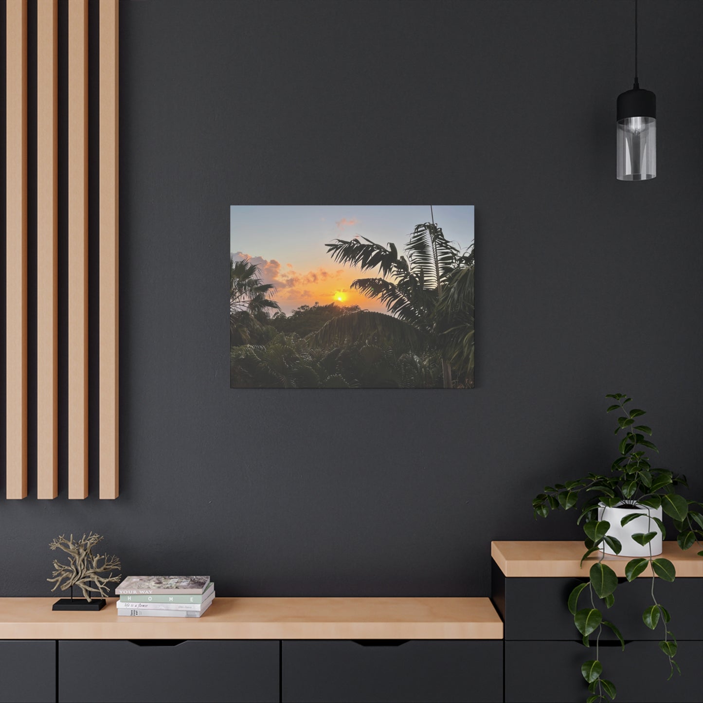 Tropical Sunset Matte Canvas - 12x16 Stretched Wall Art