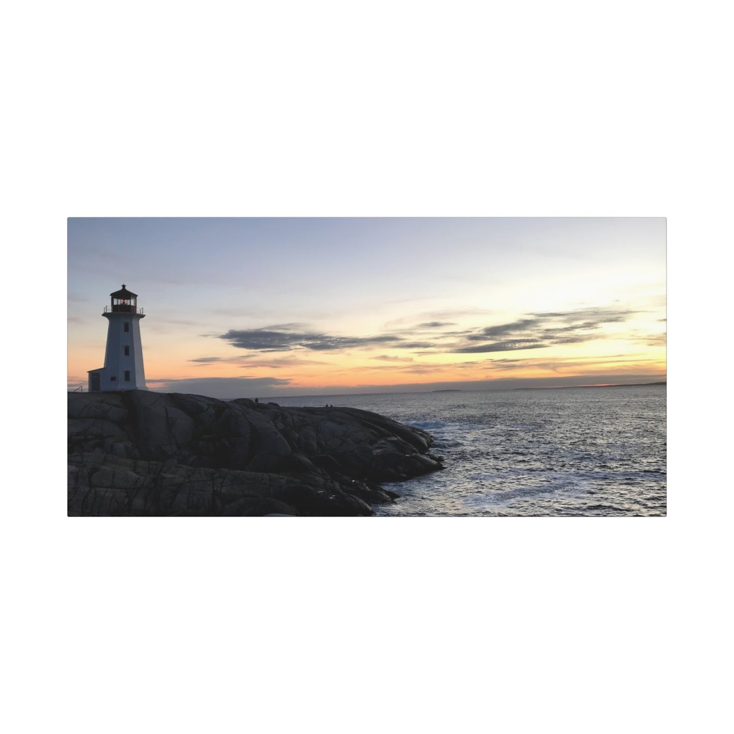 Sunset Lighthouse Canvas Print - Coastal Decor for Beach Lovers Peggys Cove
