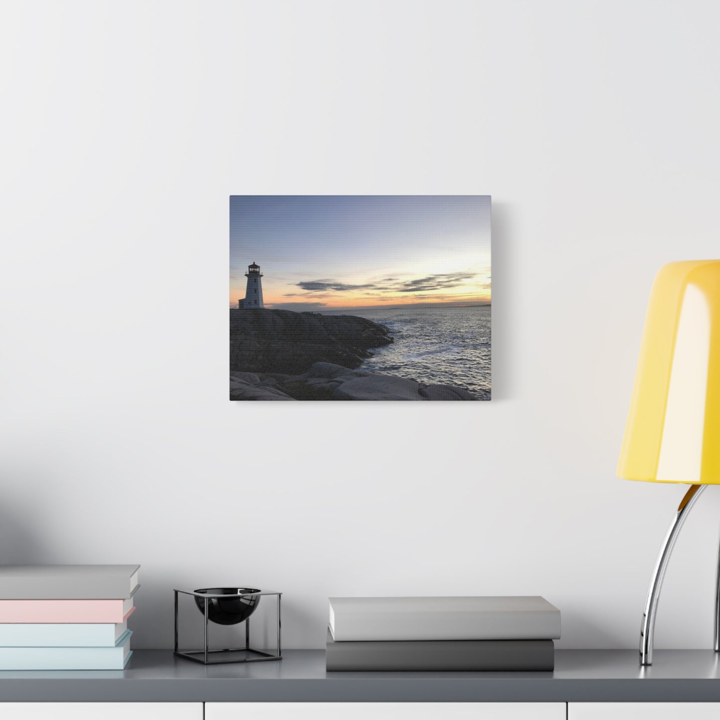 Sunset Lighthouse Canvas Print - Coastal Decor for Beach Lovers Peggys Cove