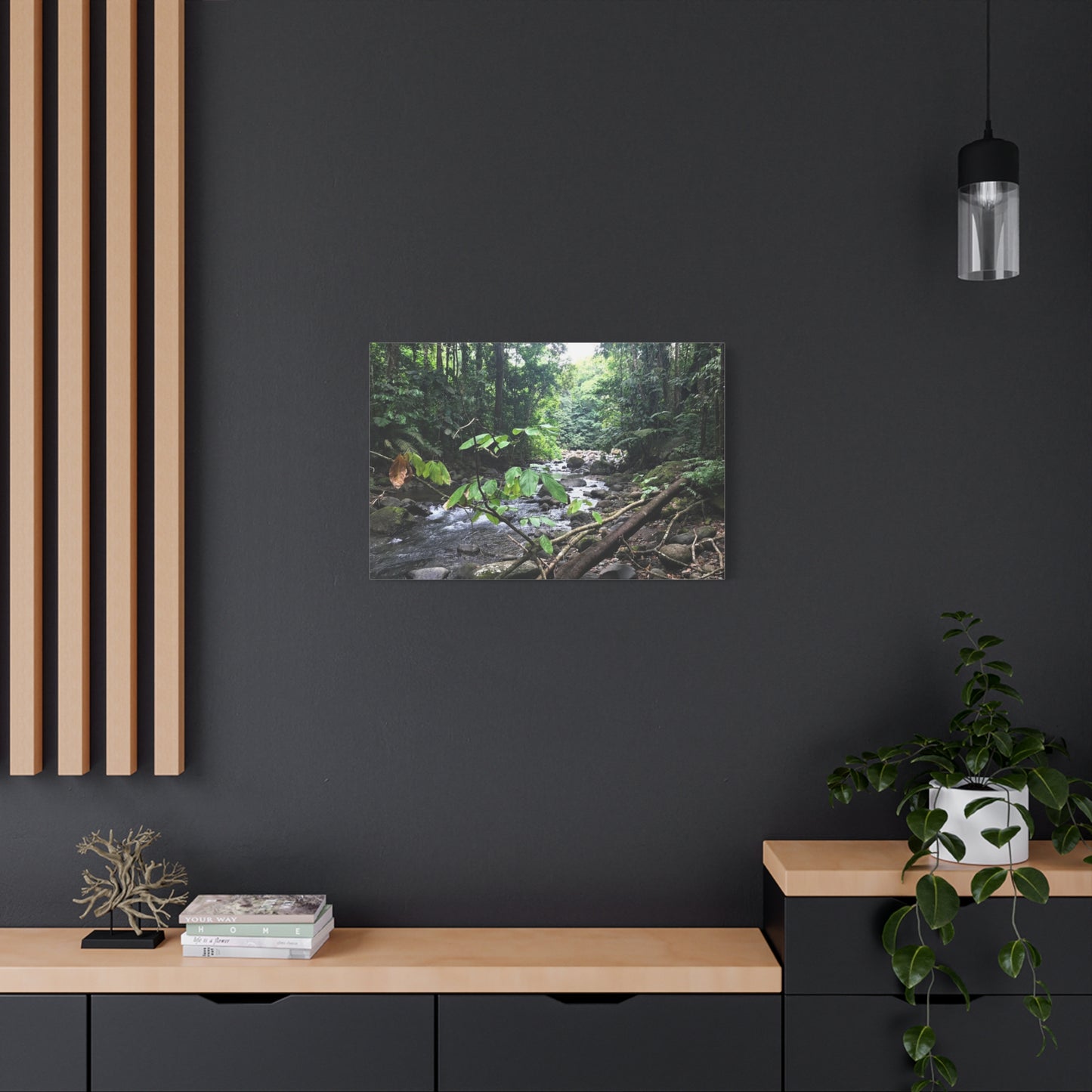 Nature-Inspired Matte Canvas Wall Art - Serene River Scene