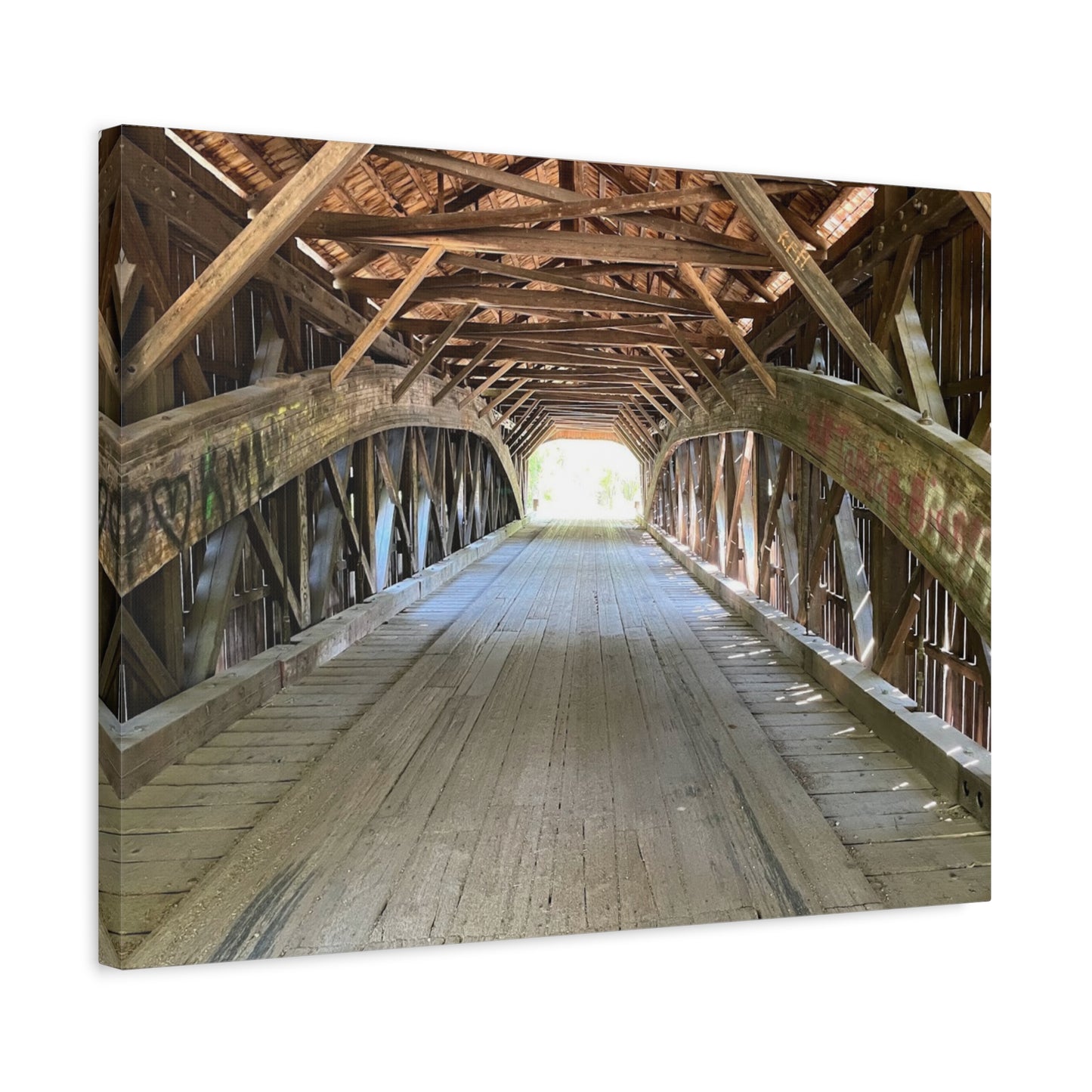 Rustic Wooden Bridge Canvas Print - Stretched Wall Art for Home Decor