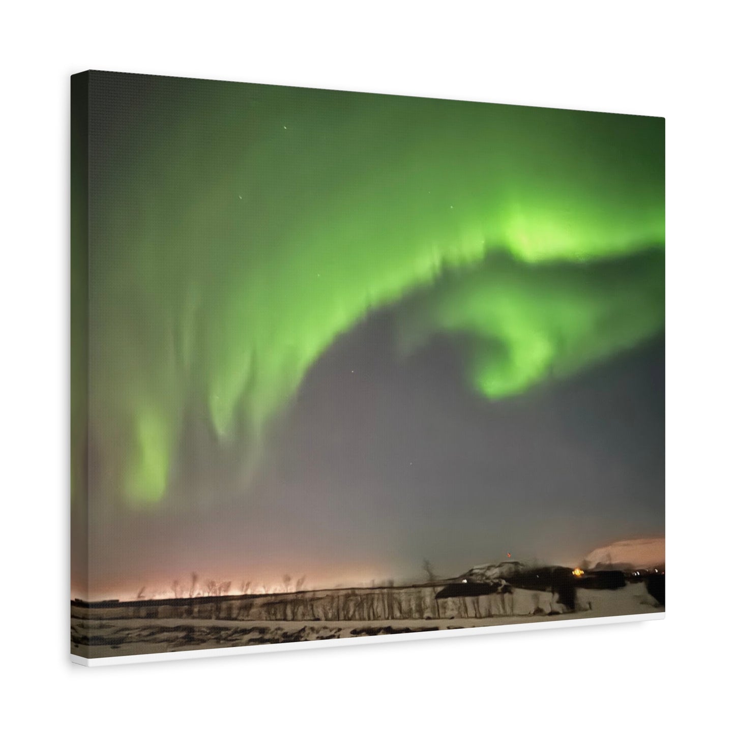 Aurora Borealis Canvas Art - Stunning Green Northern Lights Wall Decor Iceland