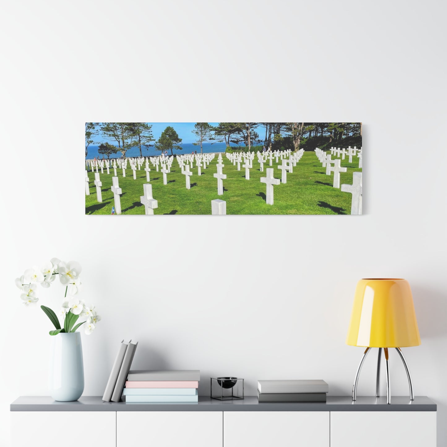 Memorial Canvas Print - Serene Cemetery Scene for Remembrance Normandy American Cemetery