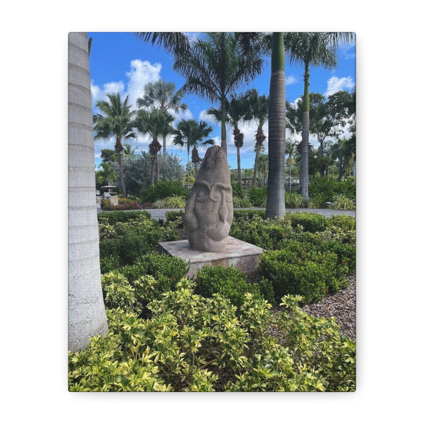 Nature-Inspired Stretched Canvas Art - Tranquil Garden Sculpture