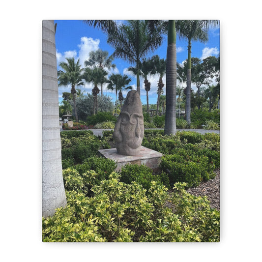 Nature-Inspired Stretched Canvas Art - Tranquil Garden Sculpture