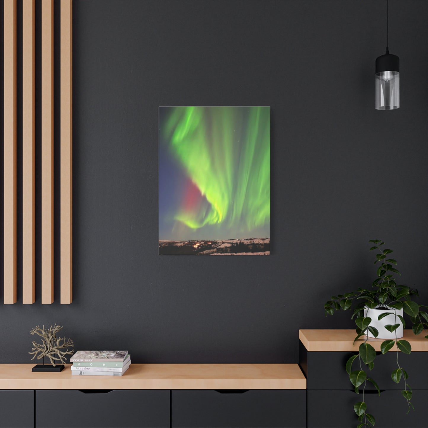 Aurora Borealis Canvas Art - Stunning Northern Lights Stretched Wall Decor Iceland