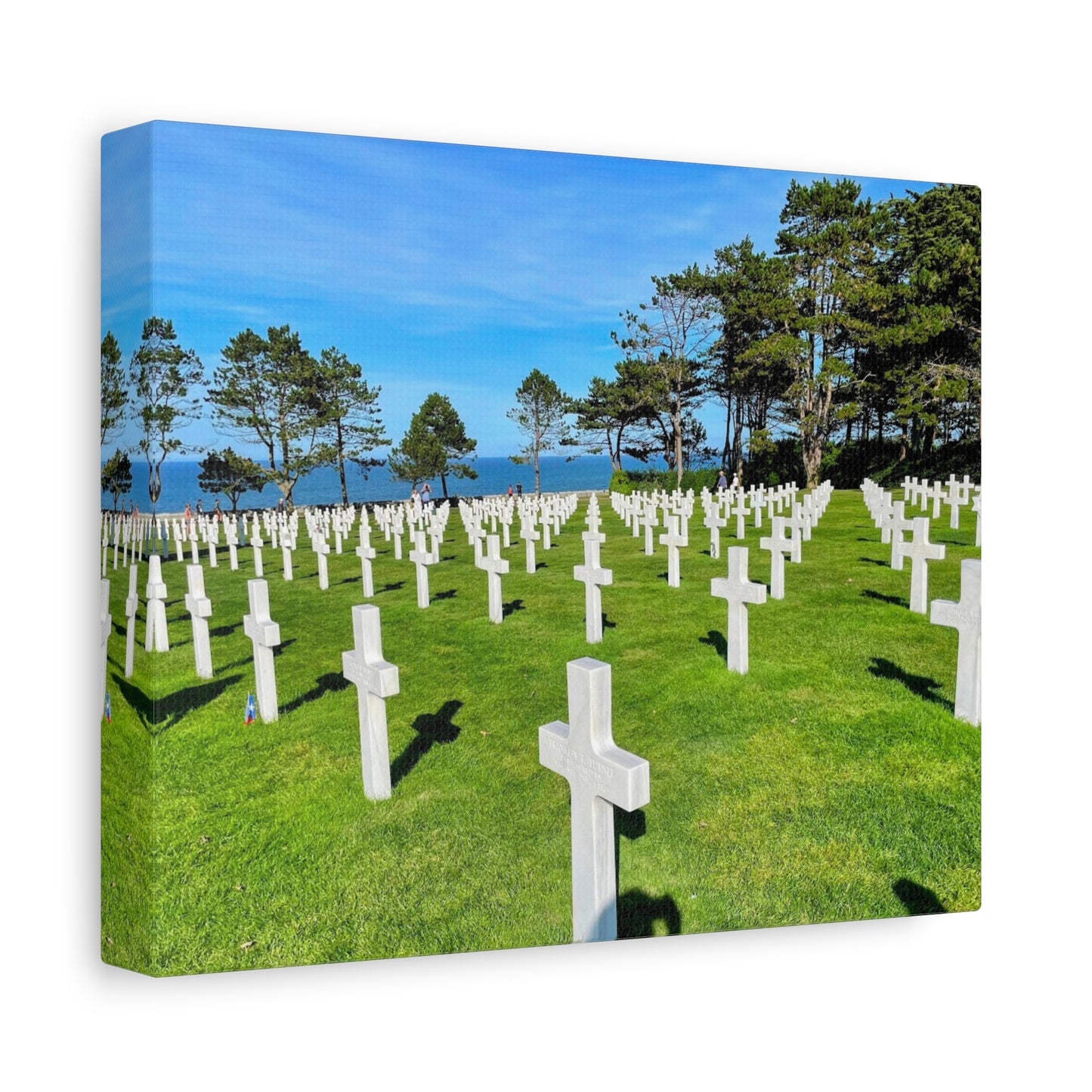 Memorial Canvas Print - Serene Cemetery Scene for Remembrance Normandy American Cemetery