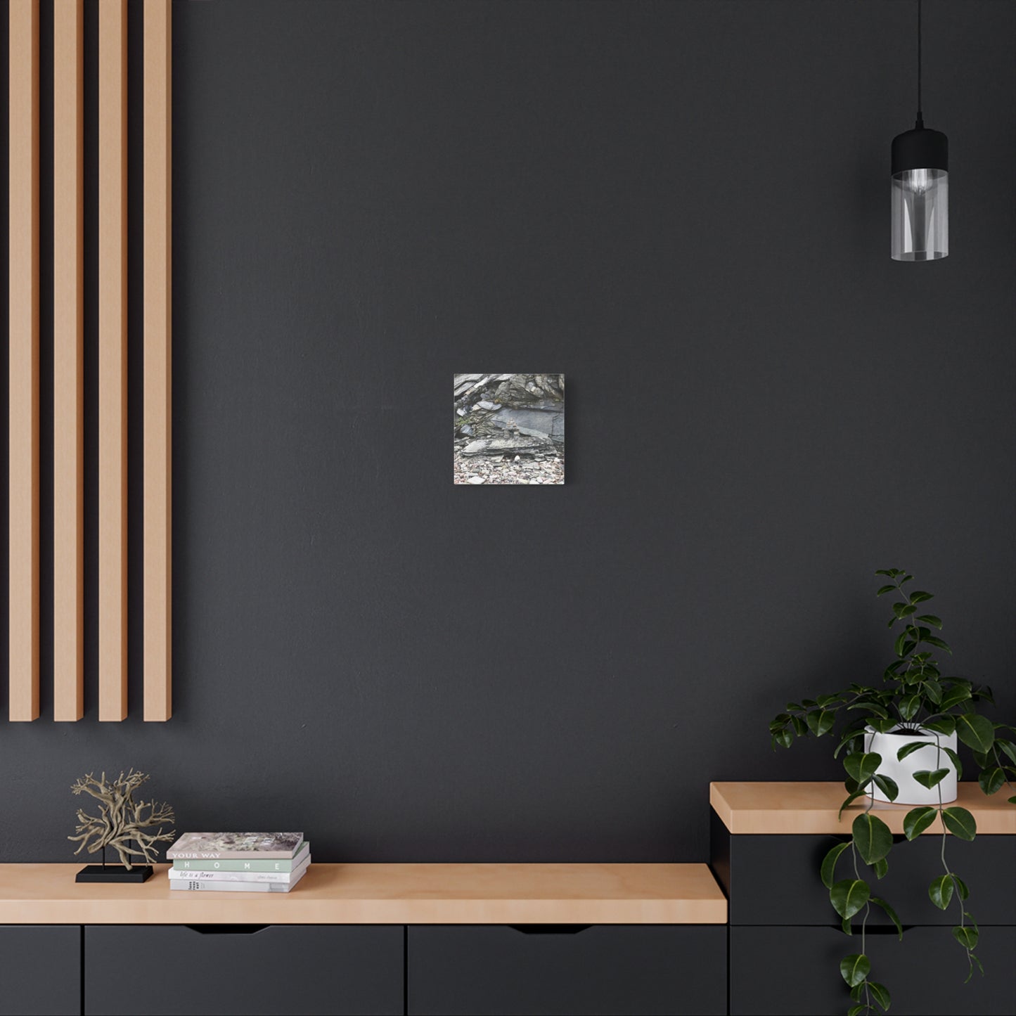Nature-Inspired Stretched Canvas Art - Tranquil Rock Tower Design
