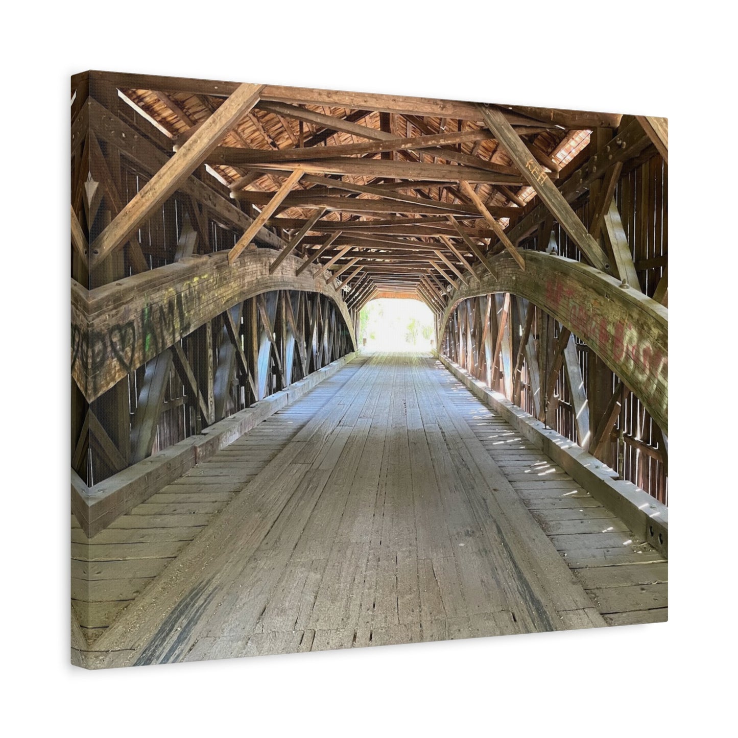 Rustic Wooden Bridge Canvas Print - Stretched Wall Art for Home Decor