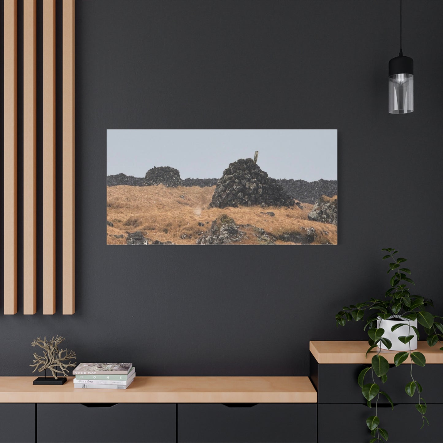 Nature-Inspired Stretched Canvas Art - Tranquil Rock Formation