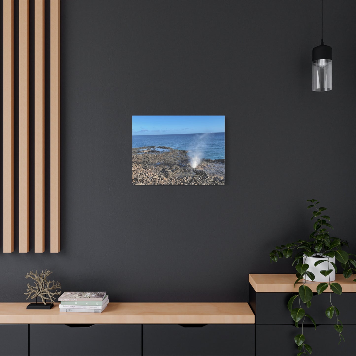 Stretched Matte Canvas Wall Art - Coastal Spouting Blowhole Photography
