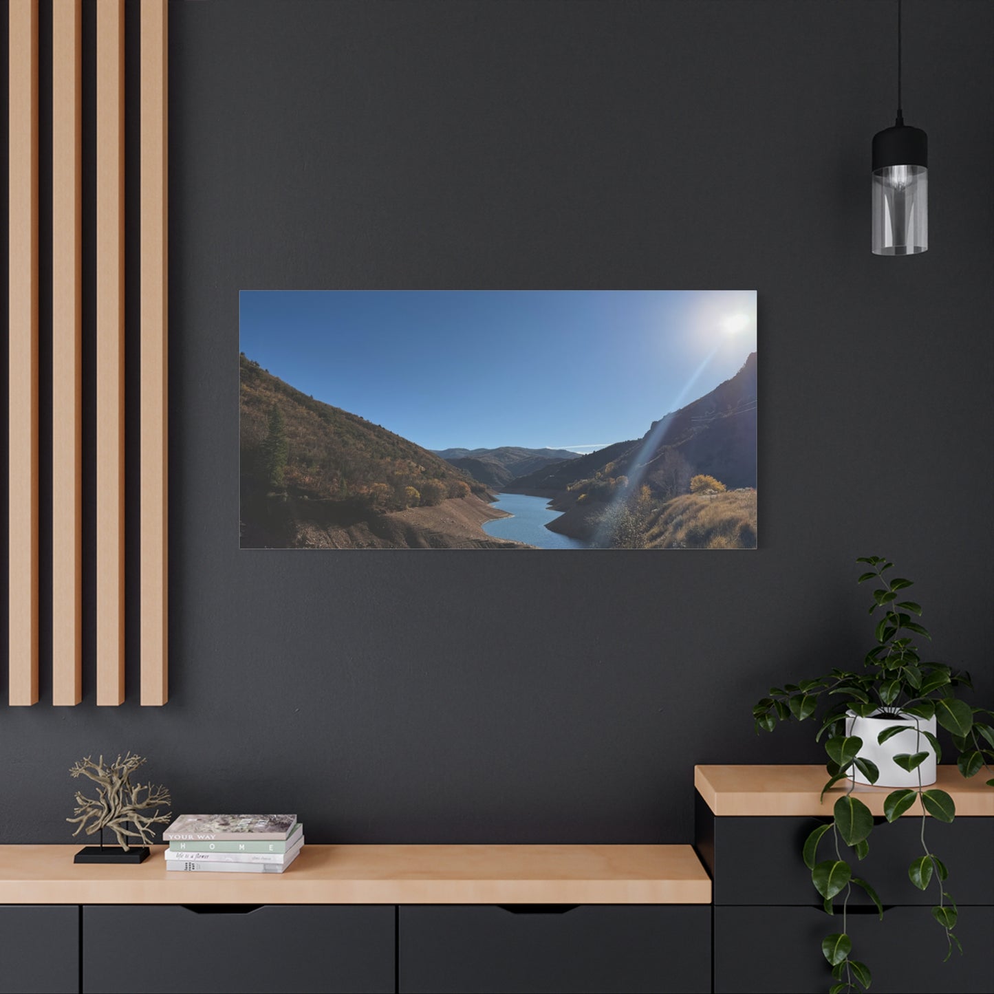 Scenic Landscape Canvas Wall Art – Tranquil Mountain River Design
