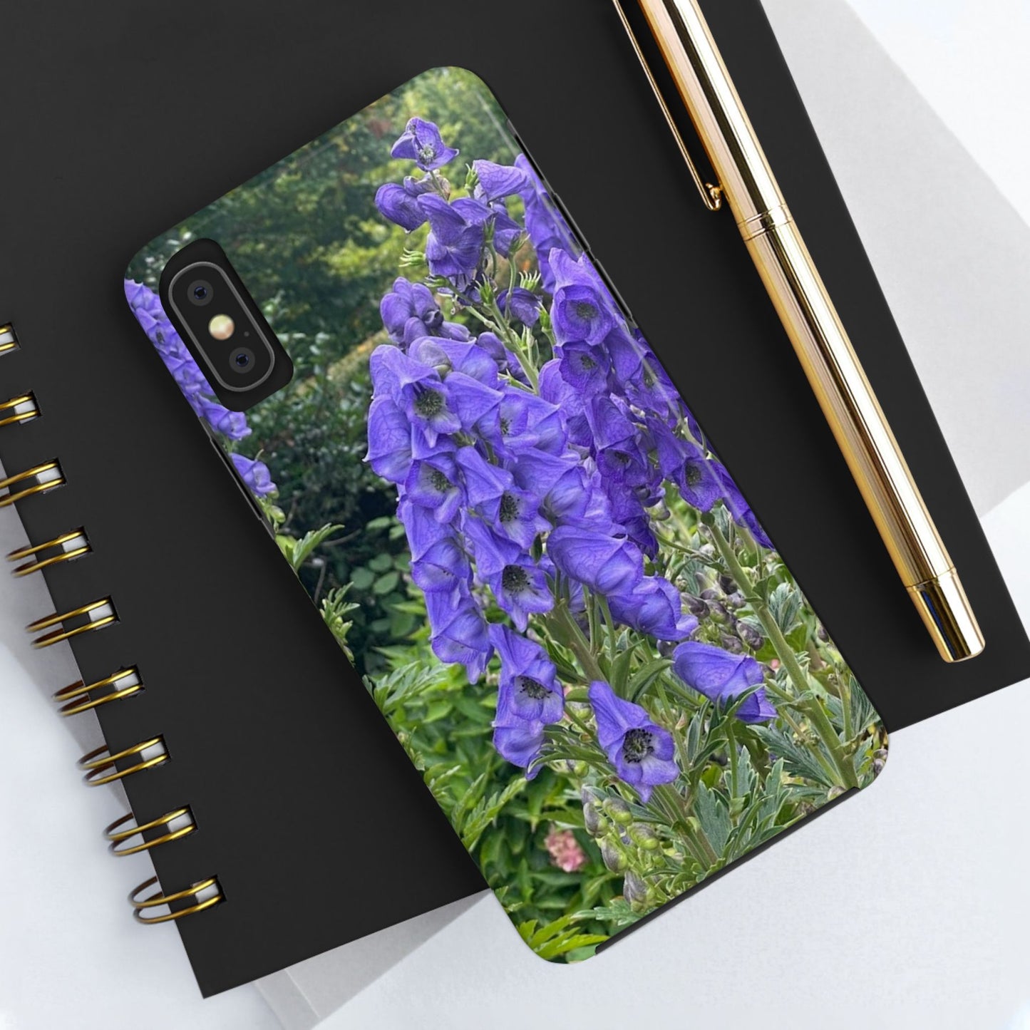 Elegant Floral Tough Phone Case - Purple Aconite Design
