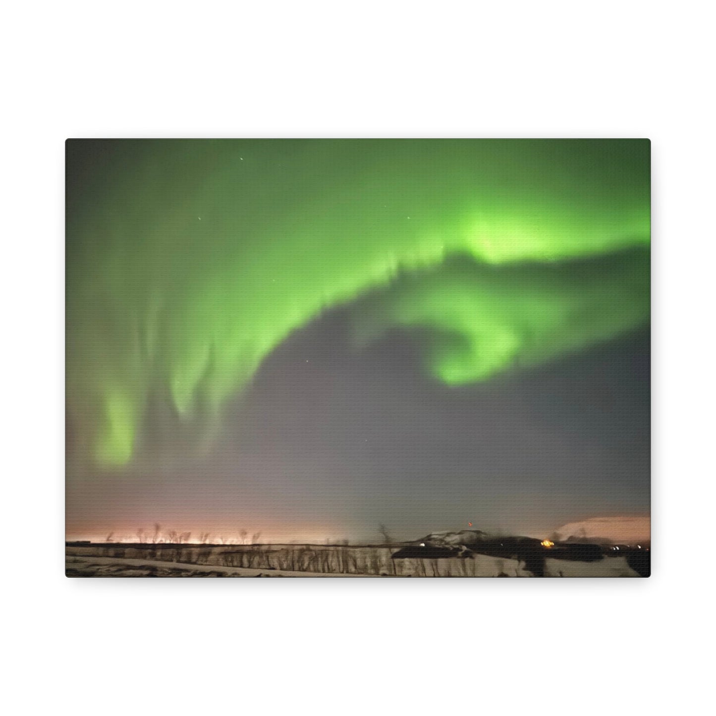 Aurora Borealis Canvas Art - Stunning Green Northern Lights Wall Decor Iceland