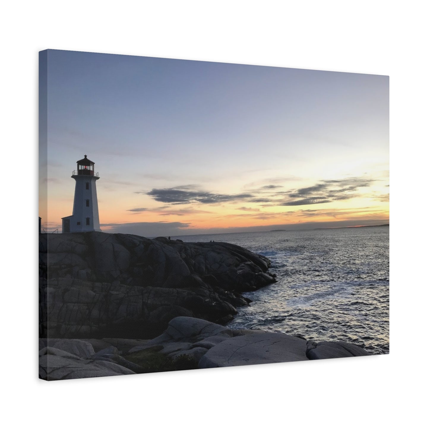 Sunset Lighthouse Canvas Print - Coastal Decor for Beach Lovers Peggys Cove