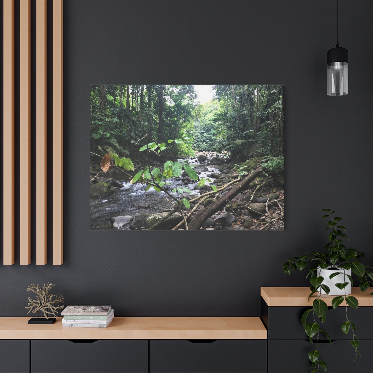 Nature-Inspired Matte Canvas Wall Art - Serene River Scene