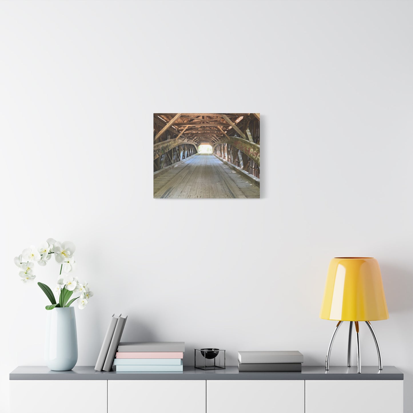 Rustic Wooden Bridge Canvas Print - Stretched Wall Art for Home Decor