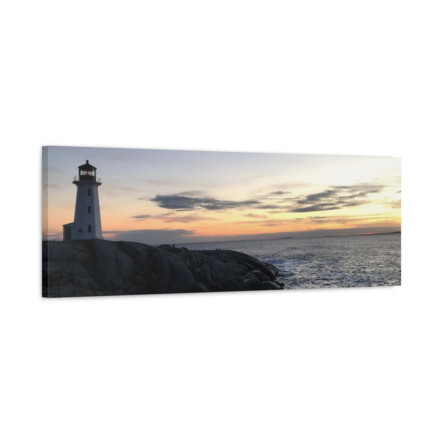 Sunset Lighthouse Canvas Print - Coastal Decor for Beach Lovers Peggys Cove