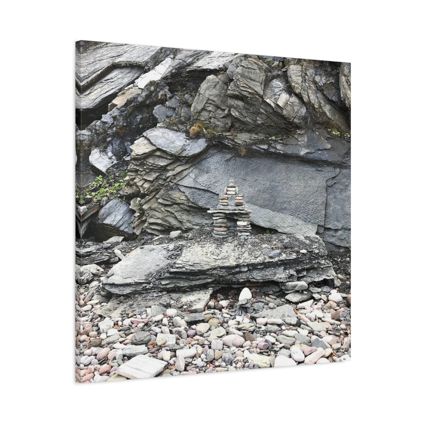 Nature-Inspired Stretched Canvas Art - Tranquil Rock Tower Design