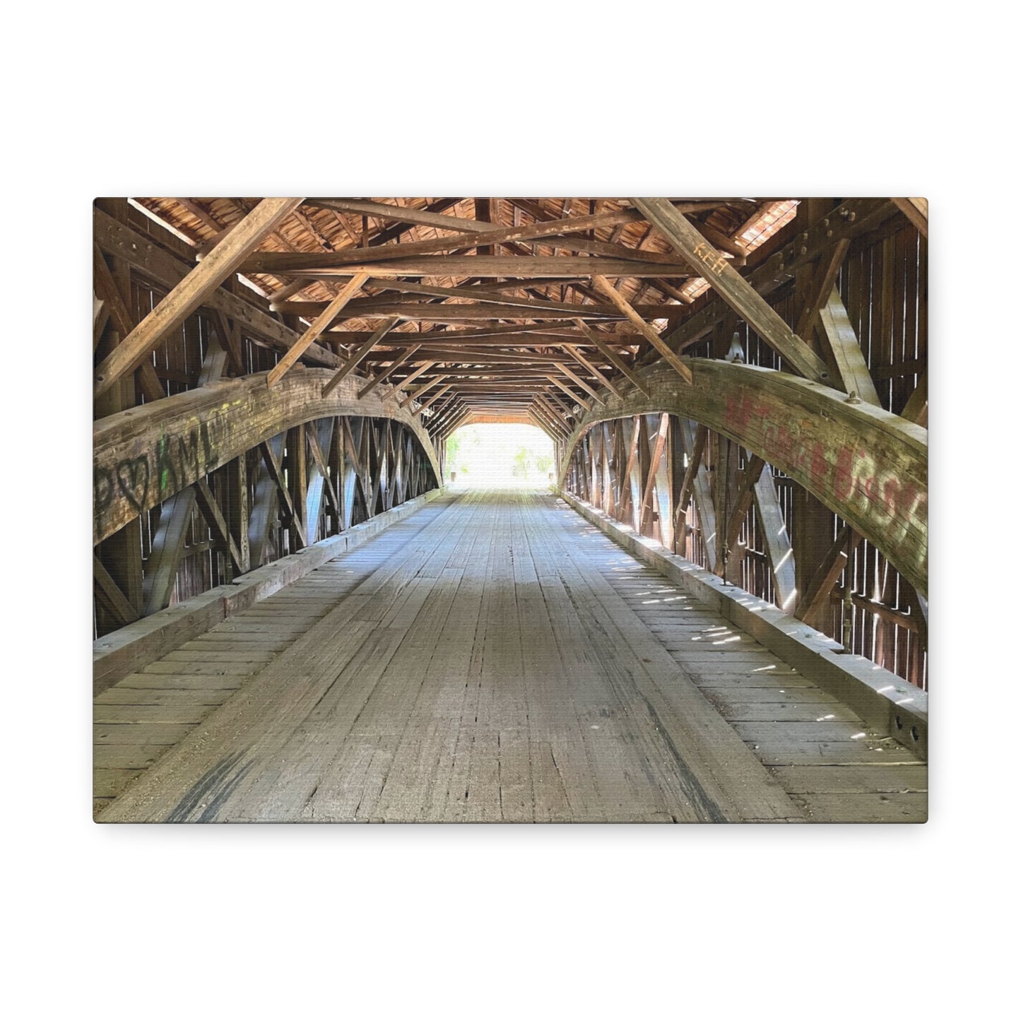 Rustic Wooden Bridge Canvas Print - Stretched Wall Art for Home Decor